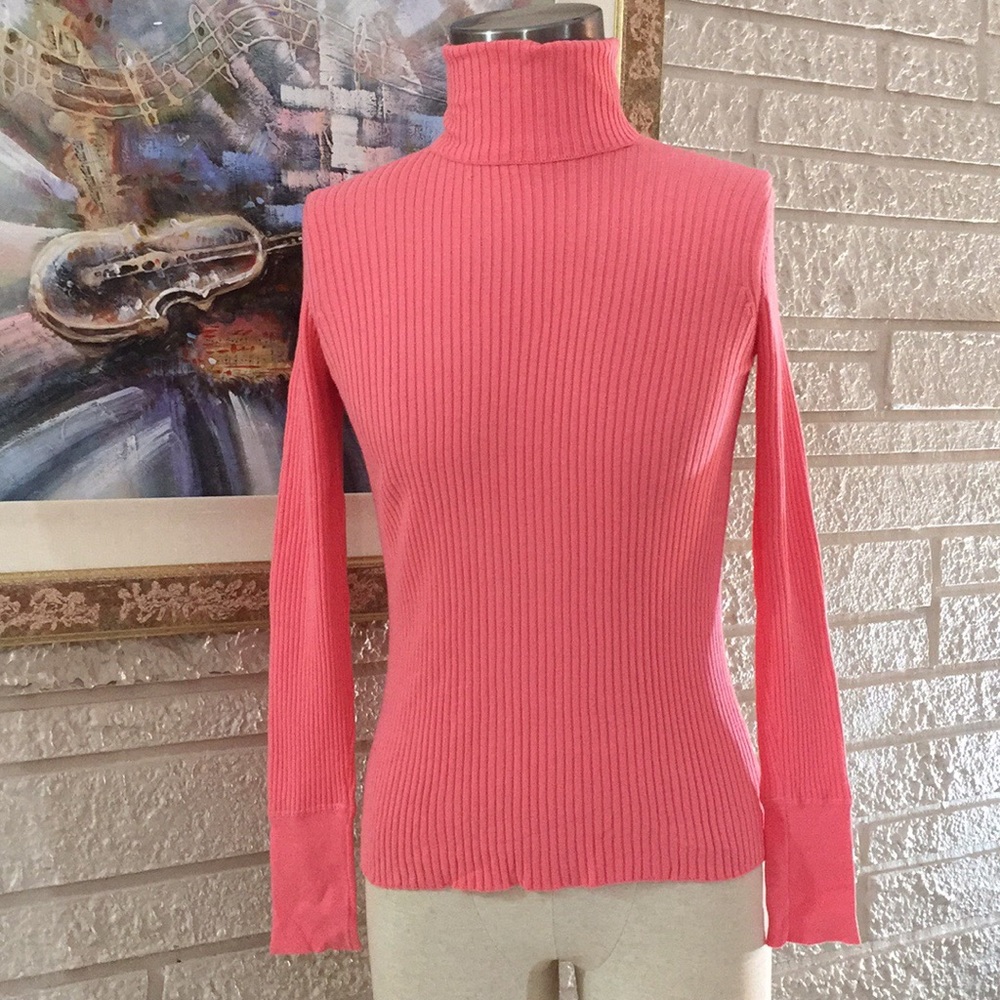 No Tags Stretch Ribbed Knit Turtleneck Top
